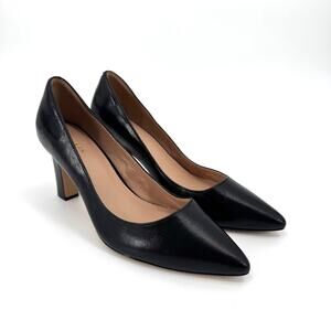 Cole Haan Mylah Pump Heels Black Leather Slip On Pointed Toe Shoes Size 8.5